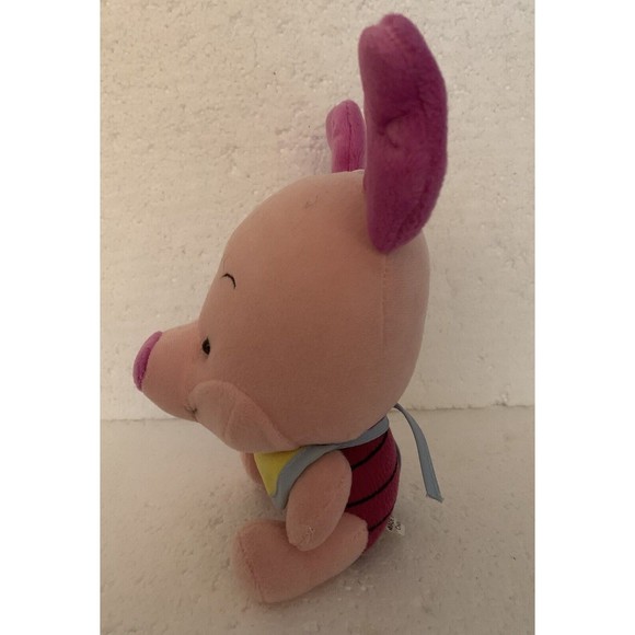 Disney Pink Plush Baby Piglet Large Head Bib 7" Hanging Suction Cup Stuffed Toy - Picture 5 of 12
